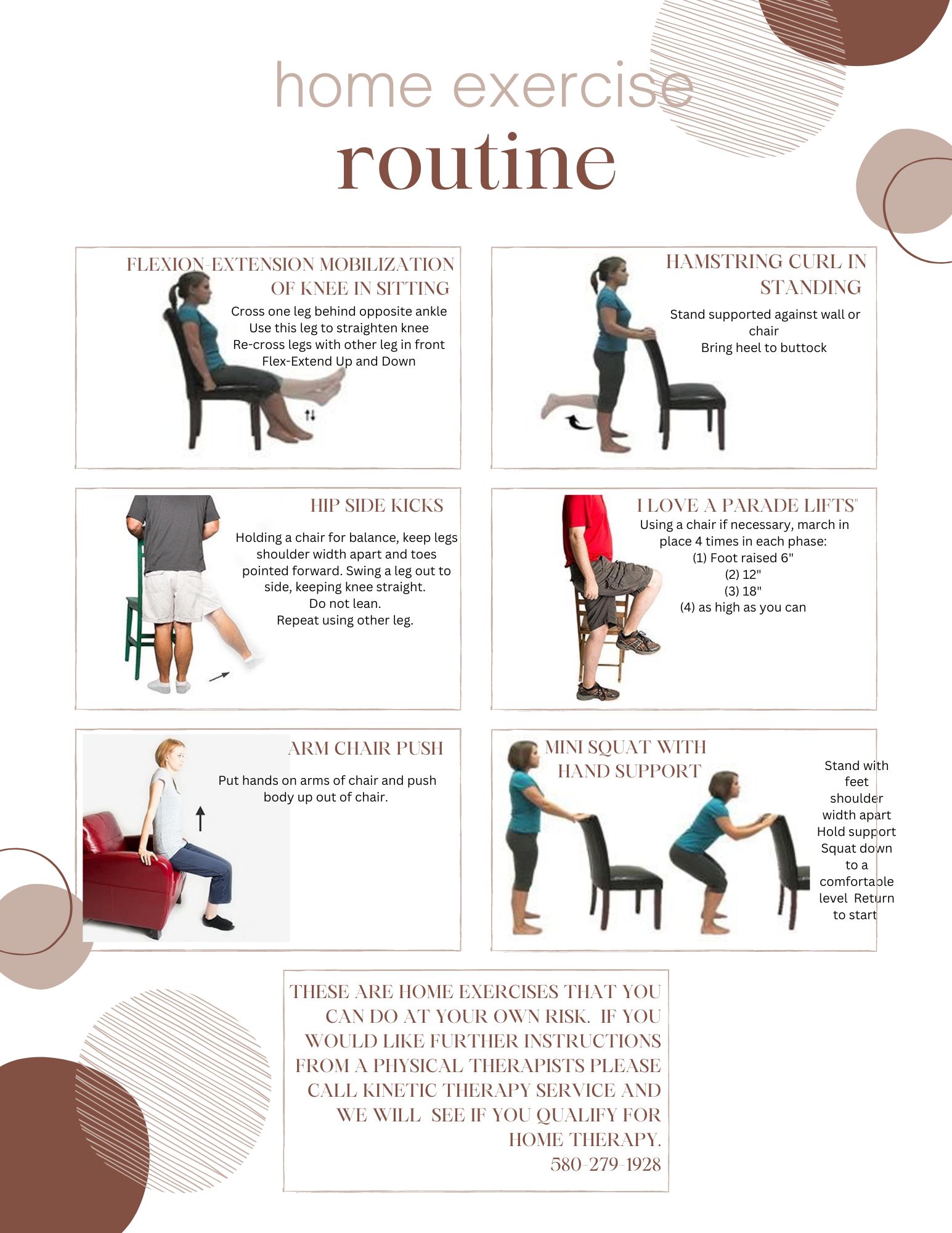 Here is a sample home exercise routine